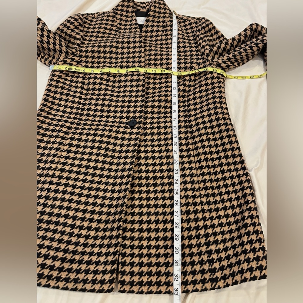 NWT Loft Tan And Black Houndstooth Medium Wrap Coat 32284584 Retail $180 - Picture 5 of 6